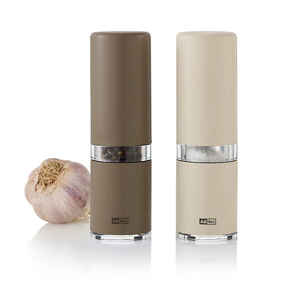 Stainless Steel Pepper and Salt Mill Set - Dark & Light Beige