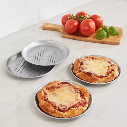 Nonstick Stainless 4pc Mini Pizza Pan Set 7" w/Perforated Bottom- Oven Safe