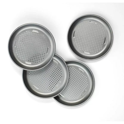 Nonstick Stainless 4pc Mini Pizza Pan Set 7" w/Perforated Bottom- Oven Safe