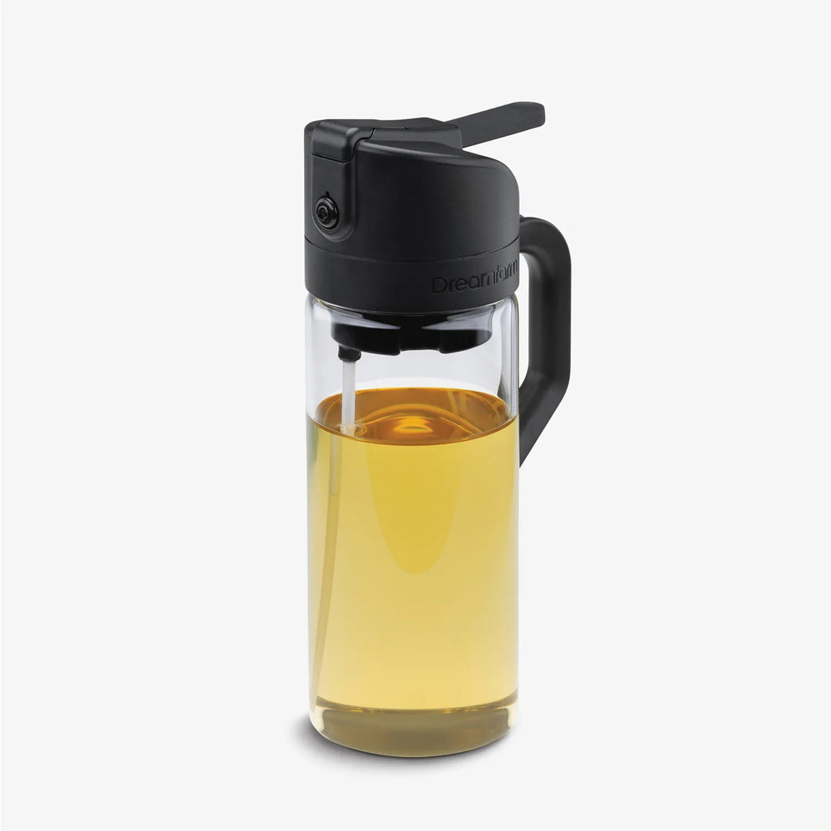 No Clog Olive Oil Pourer & Dosing Sprayer Mister Aerosol Free Glass 12 oz -Black