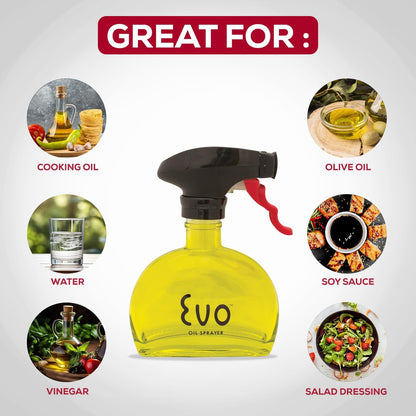 Olive Oil & Vinegar Sprayer Emulsifier Aerosol Free Glass Container 6-Ounces -Black