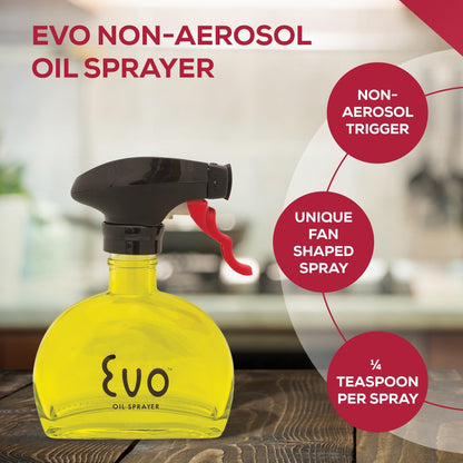 Olive Oil & Vinegar Sprayer Emulsifier Aerosol Free Glass Container 6-Ounces -Black