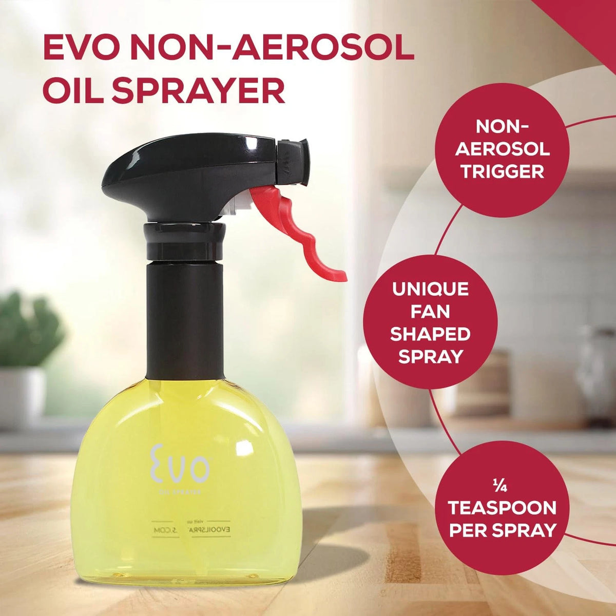 Olive Oil & Vinegar Sprayer Emulsifier Aerosol Free Plastic Container 2-Pack 8 oz Bottles