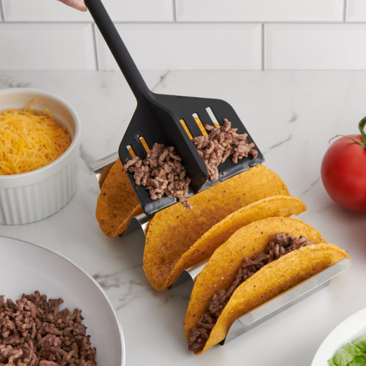 Set of 2 Stainless Taco Holder Trays/ Stands - Oven Safe