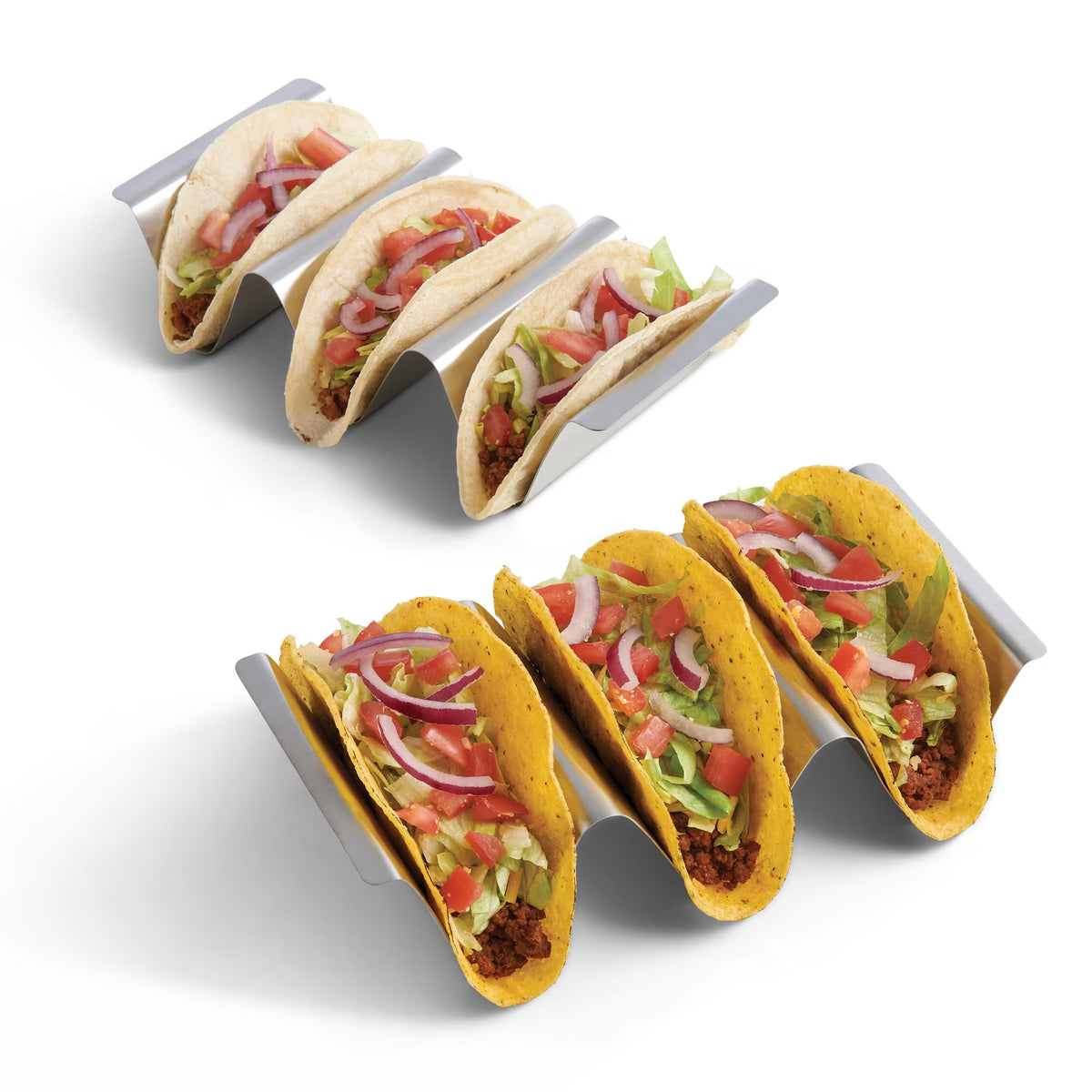 Set of 2 Stainless Taco Holder Trays/ Stands - Oven Safe