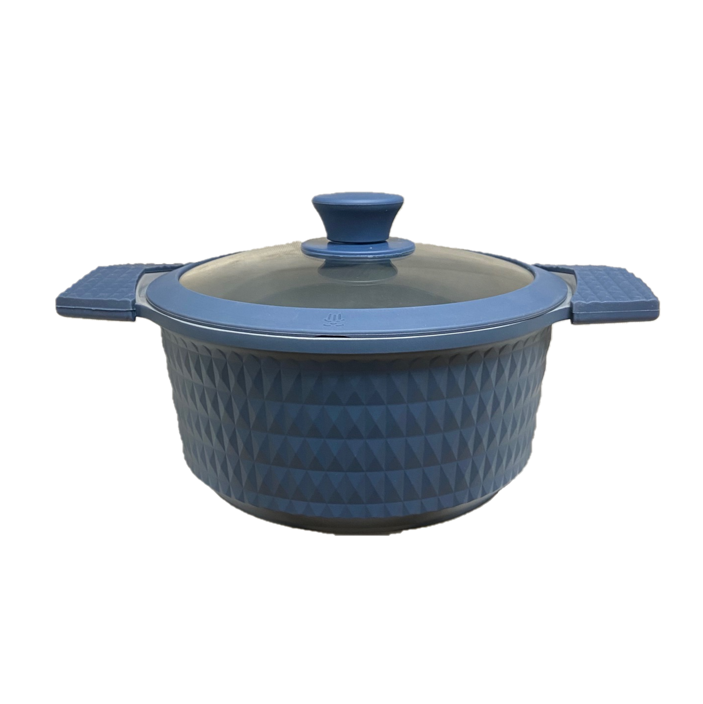 3 Quart Ceramic Non-Stick Diamond Cut Stock Pot with Lid - Blue