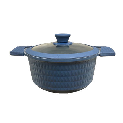 3 Quart Ceramic Non-Stick Diamond Cut Stock Pot with Lid - Blue