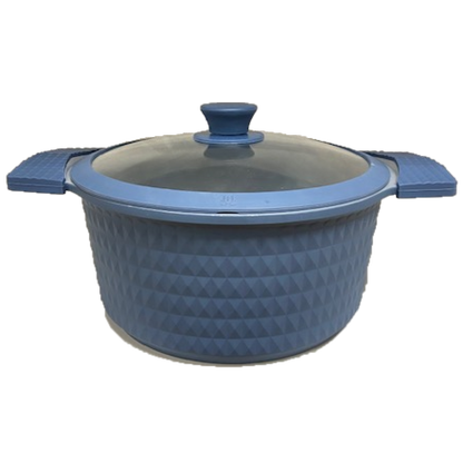 5 Quart Ceramic Non-Stick Diamond Cut Stock Pot with Lid - Blue