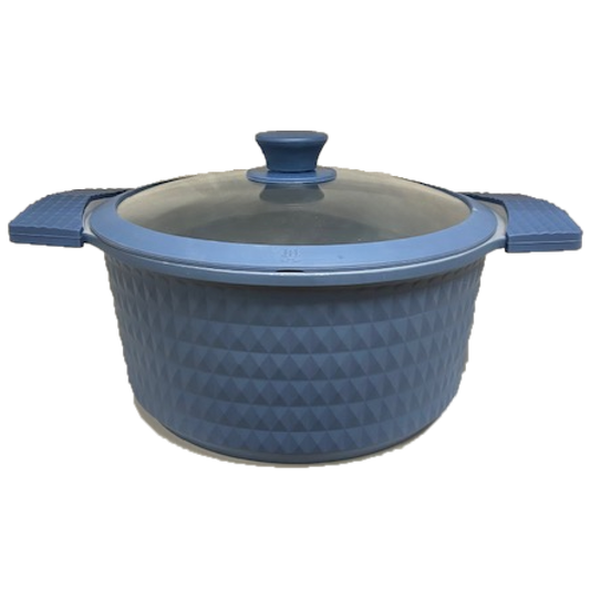 5 Quart Ceramic Non-Stick Diamond Cut Stock Pot with Lid - Blue
