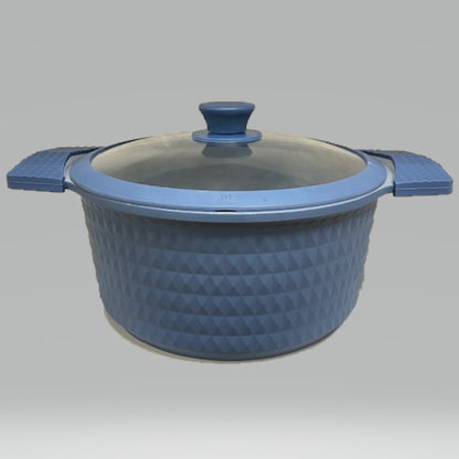 5 Quart Ceramic Non-Stick Diamond Cut Stock Pot with Lid - Blue