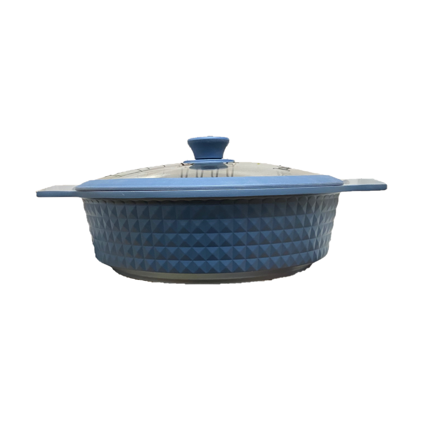 4.5 Quart Ceramic Non-Stick Diamond Cut Low Casserole Pot with Lid - Blue