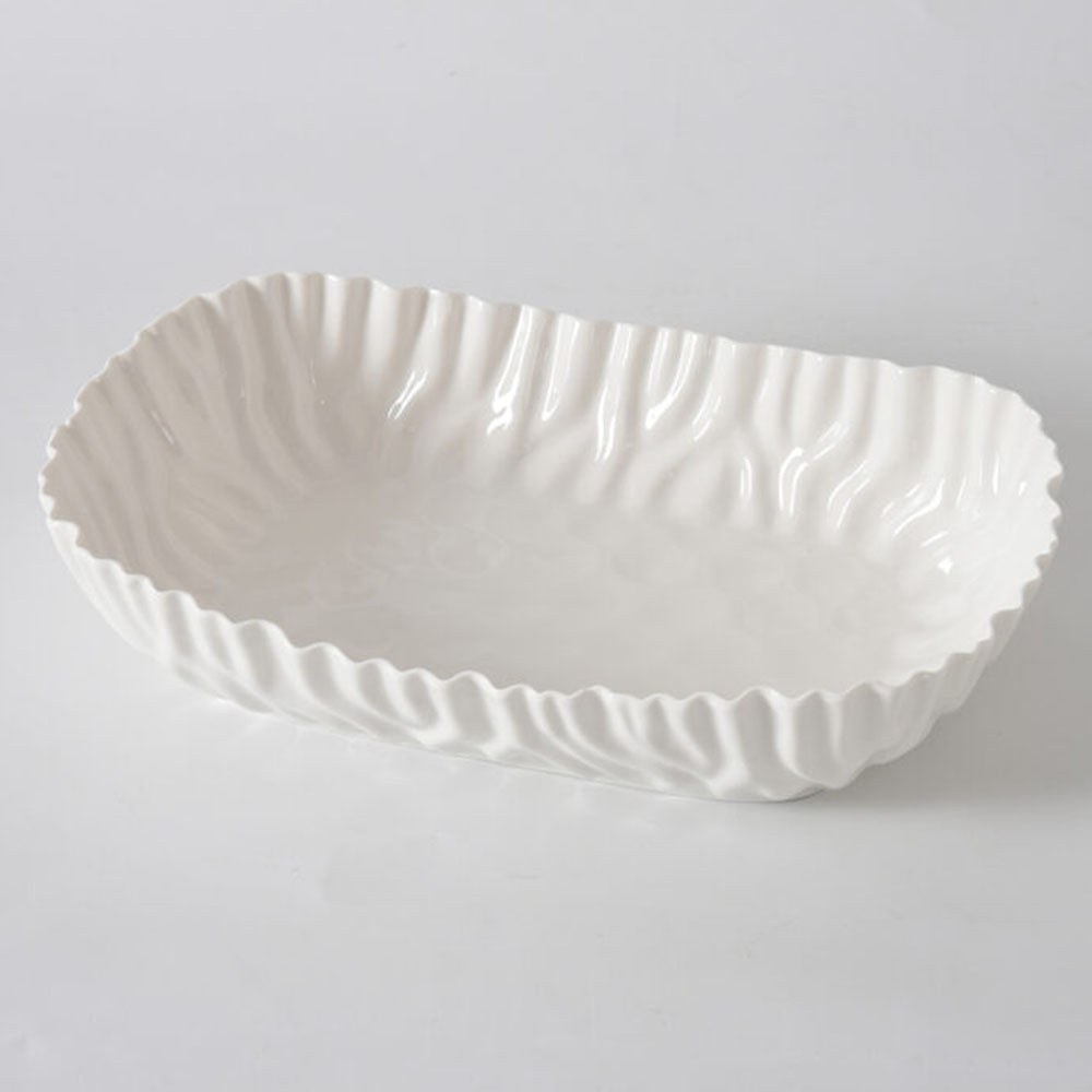 White Crinkle Style Large Deep Server - Oven Safe