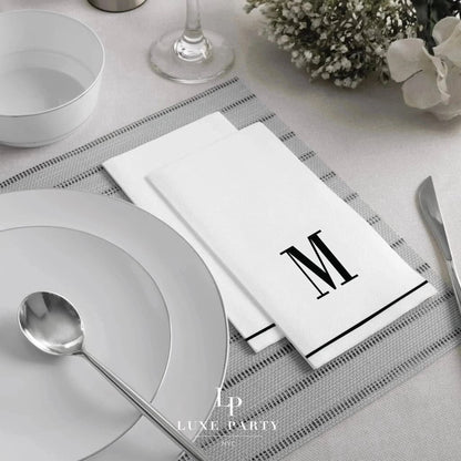 Black Letter M initial Dinner/ Guest Napkins 14 Ct