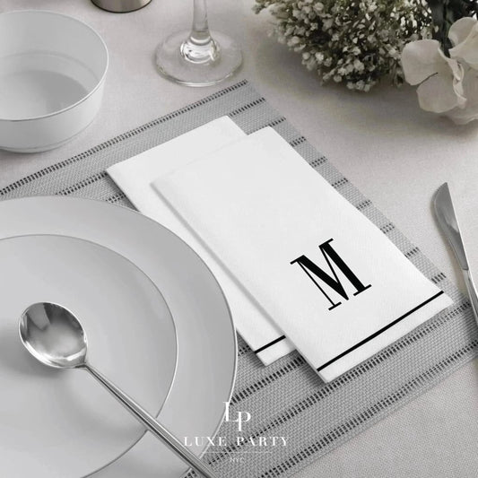 Black Letter M initial Dinner/ Guest Napkins 14 Ct