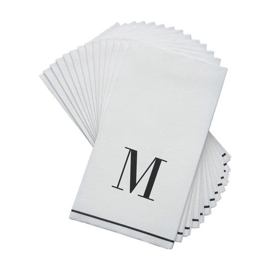 Black Letter M initial Dinner/ Guest Napkins 14 Ct