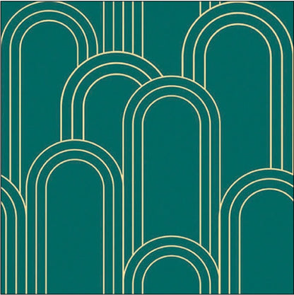 Geometric Gold Green Printed Lunch Napkins - 20 Count