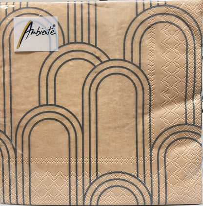 Geometric Terracotta Grey Printed Lunch Napkins - 20 Count