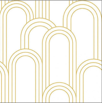 Geometric White Gold Printed Lunch Napkins - 20 Count
