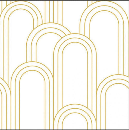 Geometric White Gold Printed Lunch Napkins - 20 Count