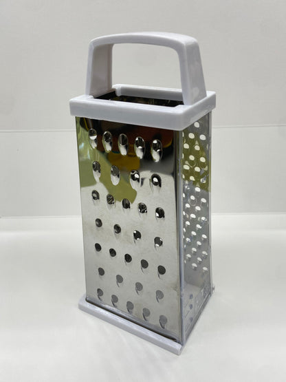 4-Sided Stainless Steel Grater with Catch and Measurements