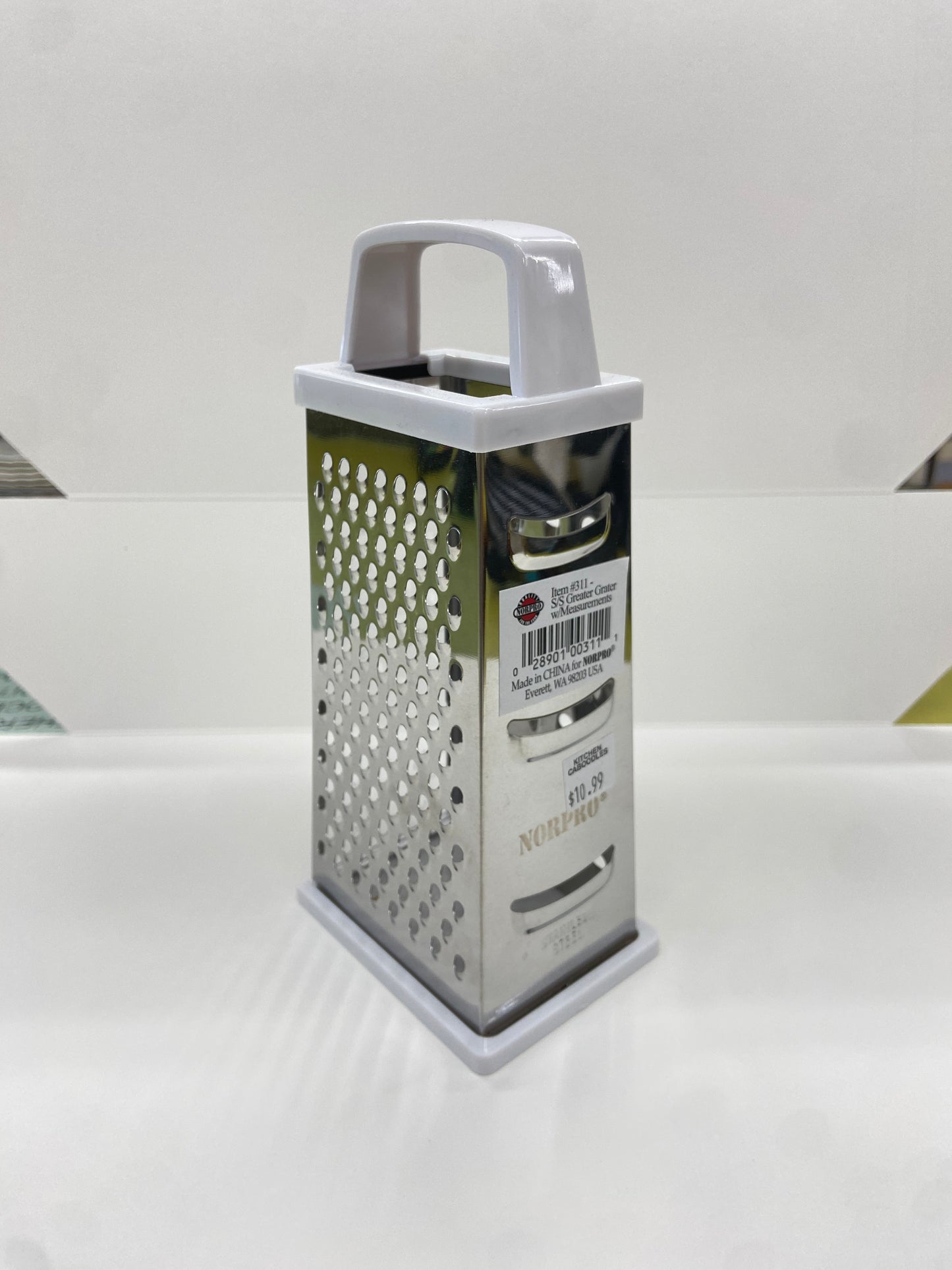 4-Sided Stainless Steel Grater with Catch and Measurements