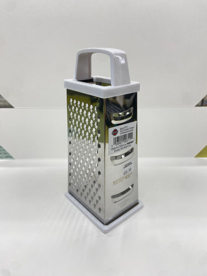 4-Sided Stainless Steel Grater with Catch and Measurements