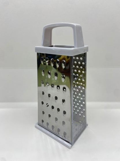 4-Sided Stainless Steel Grater with Catch and Measurements
