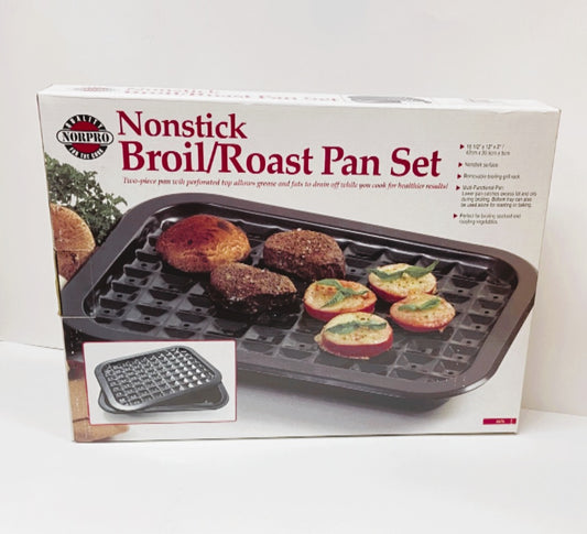 Nonstick Oven Broiler Pan/ Roast Pan Set - 16.5" x 12"- Black