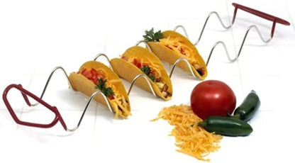 Large Stainless Taco Rack Holder/ Stand with Handles - Holds 6 Tacos