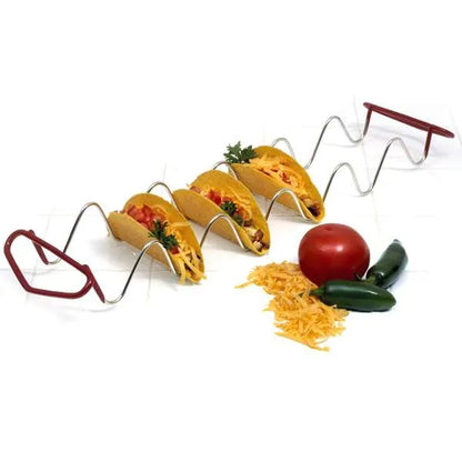 Large Stainless Taco Rack Holder/ Stand with Handles - Holds 6 Tacos