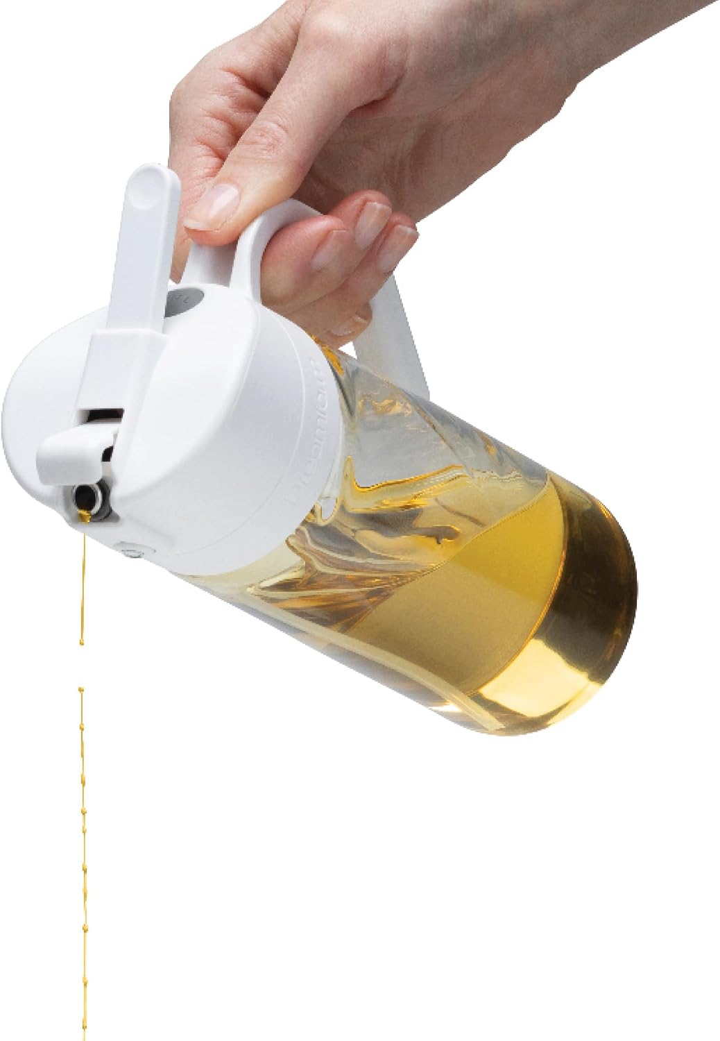 No Clog Olive Oil Pourer & Dosing Sprayer Mister Aerosol Free Glass 12 oz -White