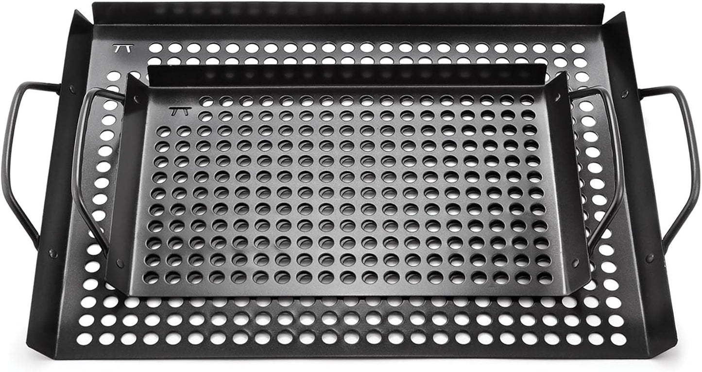 Barbecue Grill Grids/ Grill Baskets with Handles - 2 Piece Set