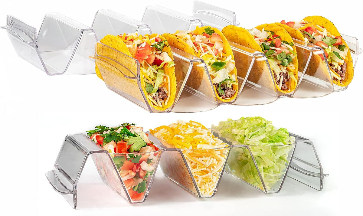 Set of 3 Acrylic Taco Holders or Toppings Trays/ Stands - Prep & Serve Taco Bar