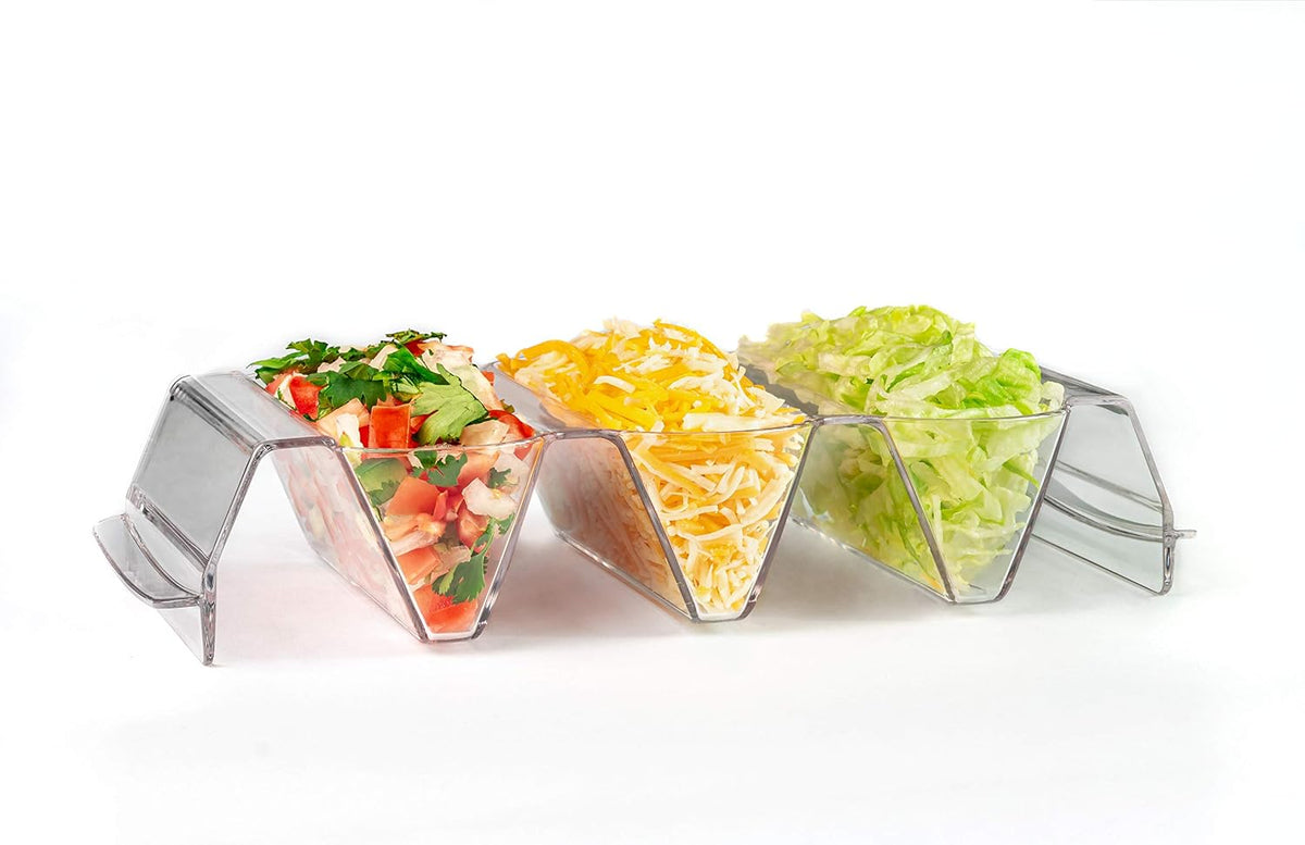 Set of 3 Acrylic Taco Holders or Toppings Trays/ Stands - Prep & Serve Taco Bar