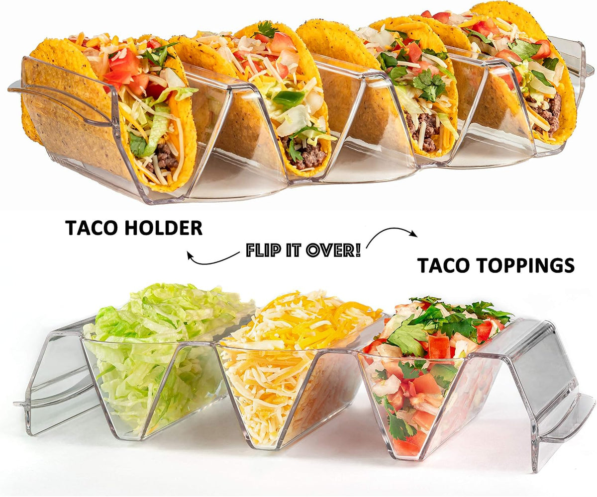 Set of 3 Acrylic Taco Holders or Toppings Trays/ Stands - Prep & Serve Taco Bar