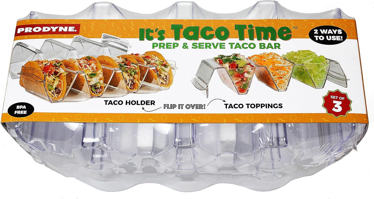 Set of 3 Acrylic Taco Holders or Toppings Trays/ Stands - Prep & Serve Taco Bar