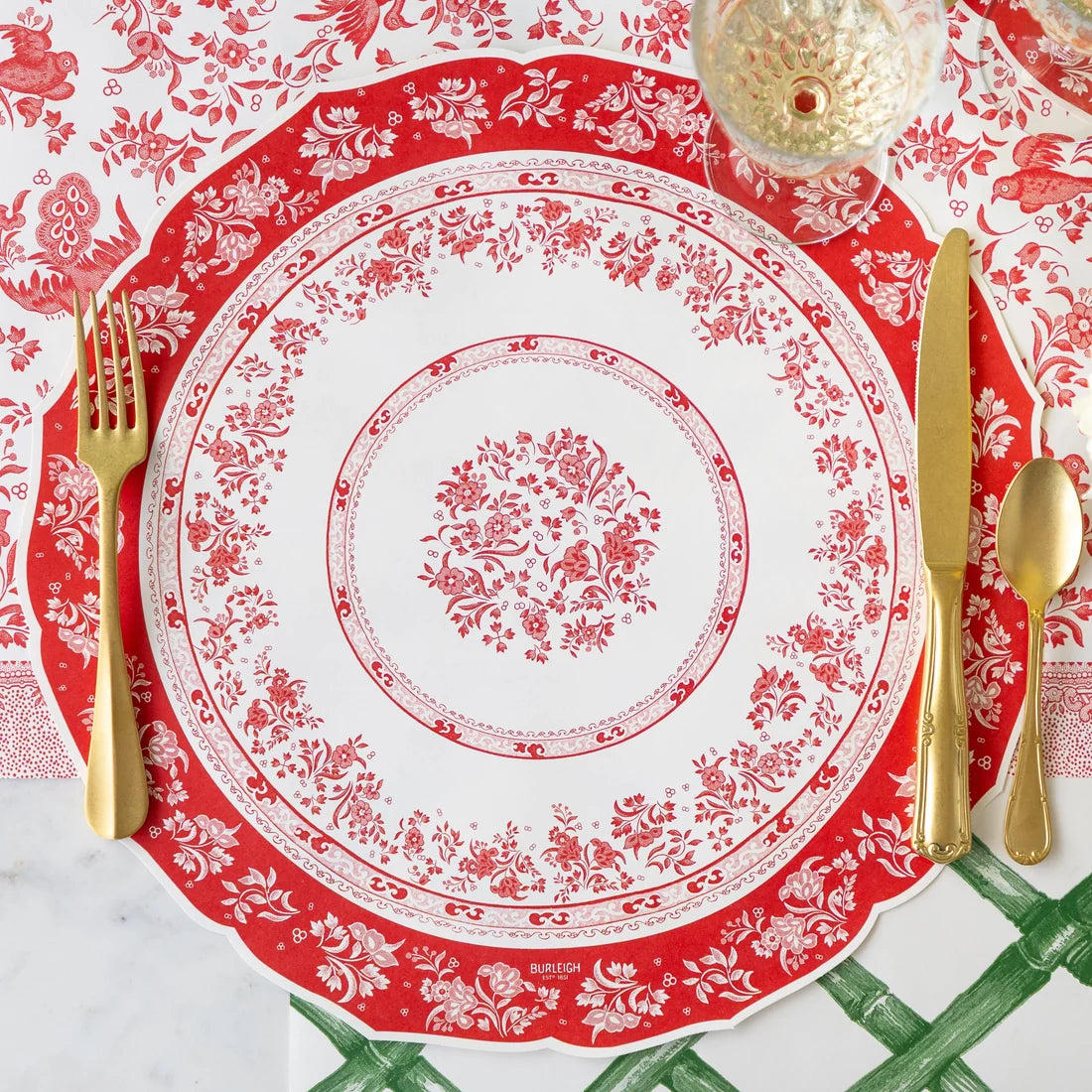 Red Regal Die Cut Disposable Placemats/ Chargers - 12 Pack