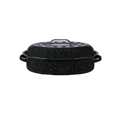Medium 15" inch Enameled Covered Roaster, 10 lb Capacity
