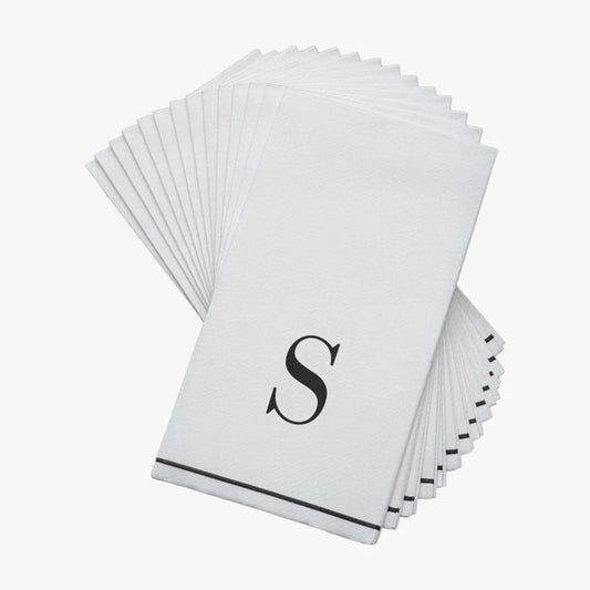 Black Letter S initial Dinner/ Guest Napkins 14 Ct