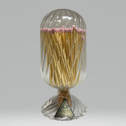 Ribbed Glass Bulb Matches with Pink Tips