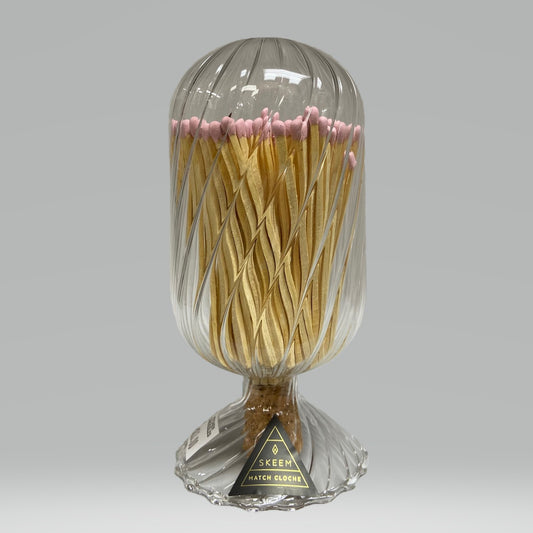 Ribbed Glass Bulb Matches with Pink Tips