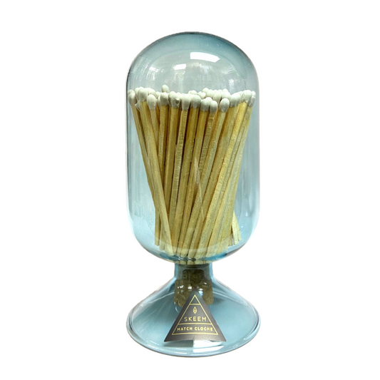 Sky Blue Glass Bulb Matches with White Tips