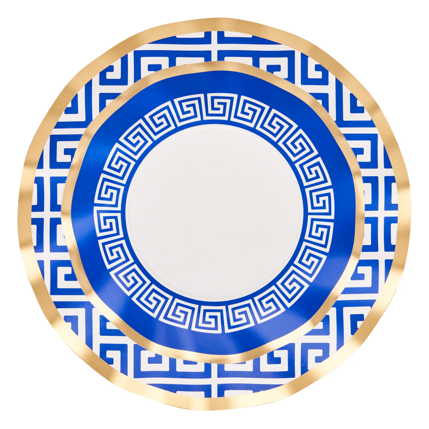 8 In. Greek Key Wavy Paper Plates Salad/ Dessert Size 8 pk.