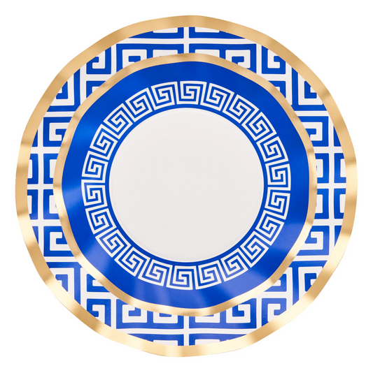 10 In. Greek Key Wavy Paper Plates Dinner Size 8 pk.
