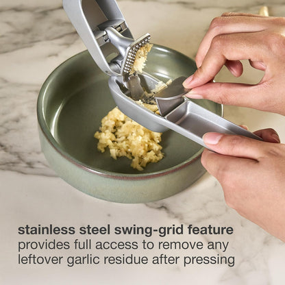 Stainless Steel Garlic & Ginger Press - Odor Free Hands, No Peel
