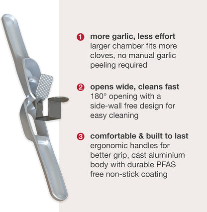 Stainless Steel Garlic & Ginger Press - Odor Free Hands, No Peel
