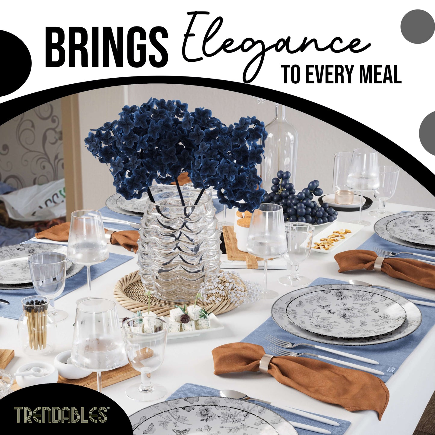 10 In. Trendables Classic Botanical Plastic Dinner Plates - 10 ct