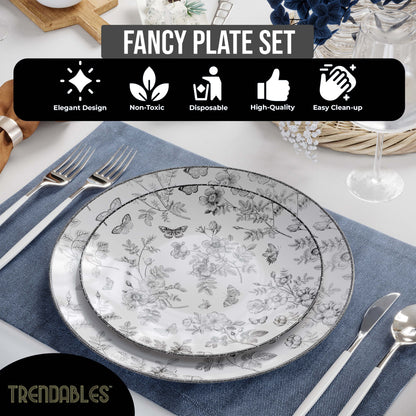 8 In. Trendables Classic Botanical Salad/Dessert Plates - 10 ct.
