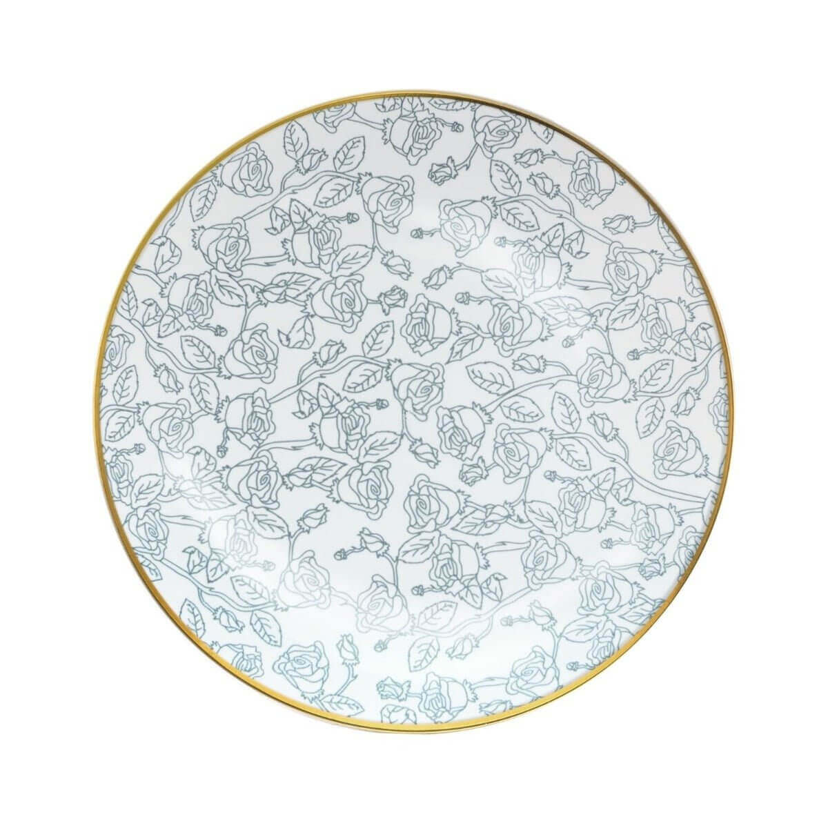 10 In. Trendables Roses Gold Rim Plastic Dinner Plates - 10 ct.