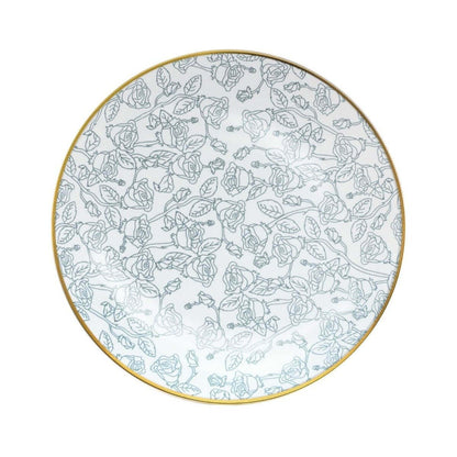 10 In. Trendables Roses Gold Rim Plastic Dinner Plates - 10 ct.